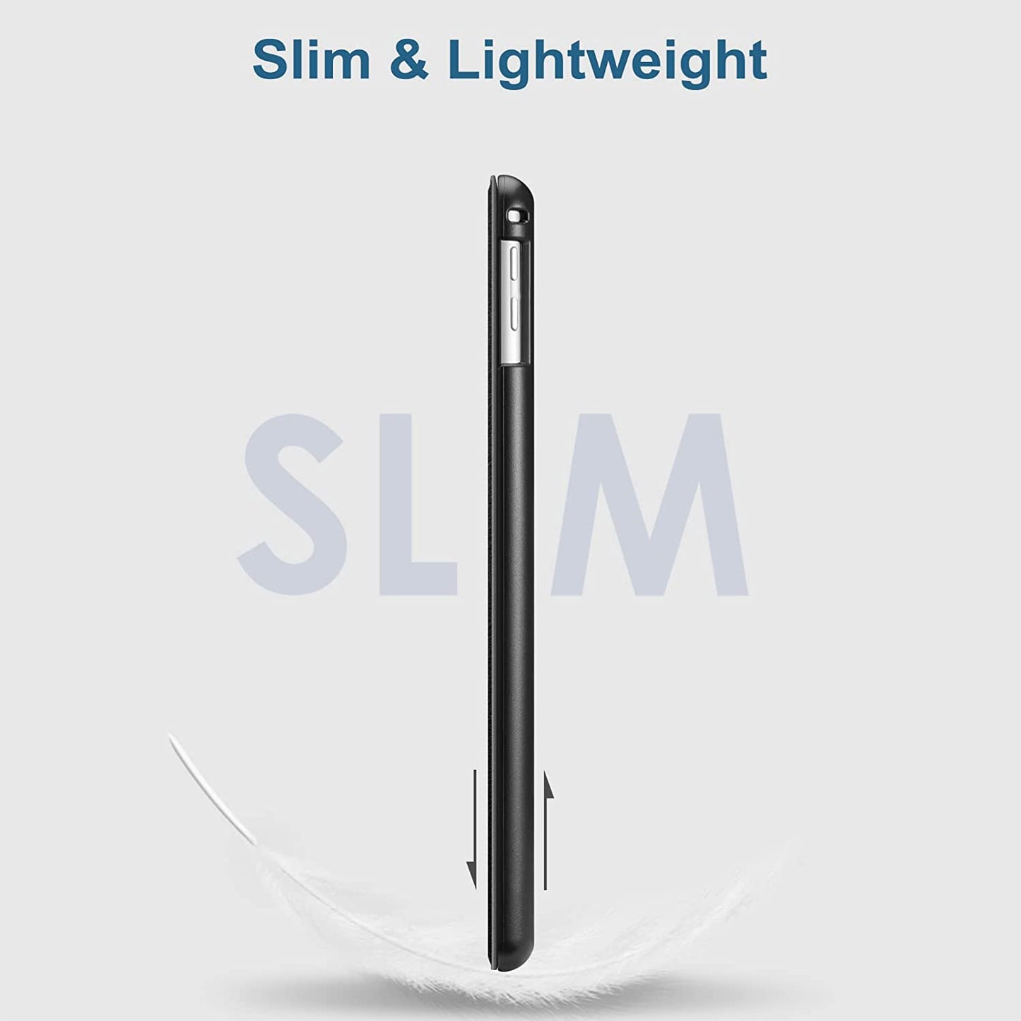 Slim Case for Ipad 6Th /5Th Generation 9.7", Ipad Air 2 & Air 1 | Lightweight Smart Protective Stand Cover, Shockproof Protection, Viewing & Typing Angles, Auto Wake/Sleep, Black