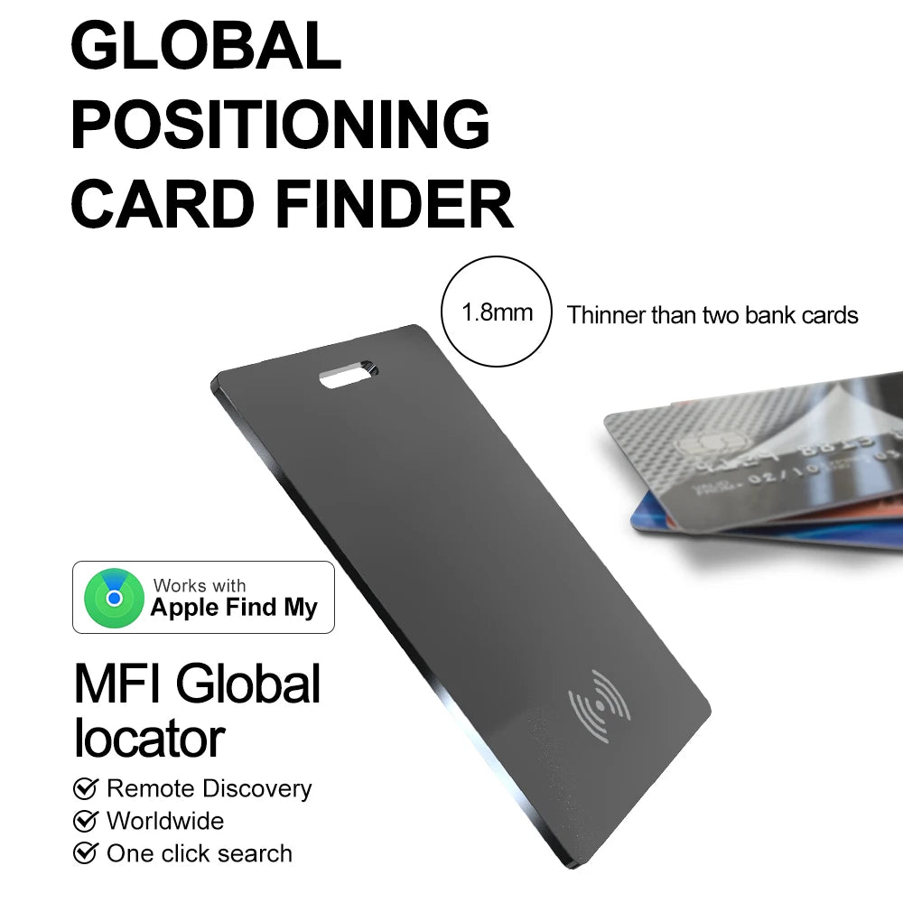 Wallet Tracking Card Ultra-Thin GPS Location Smart Anti-Loss Tag for Smart Phone Find My Bluetooth Device Wireless Charging
