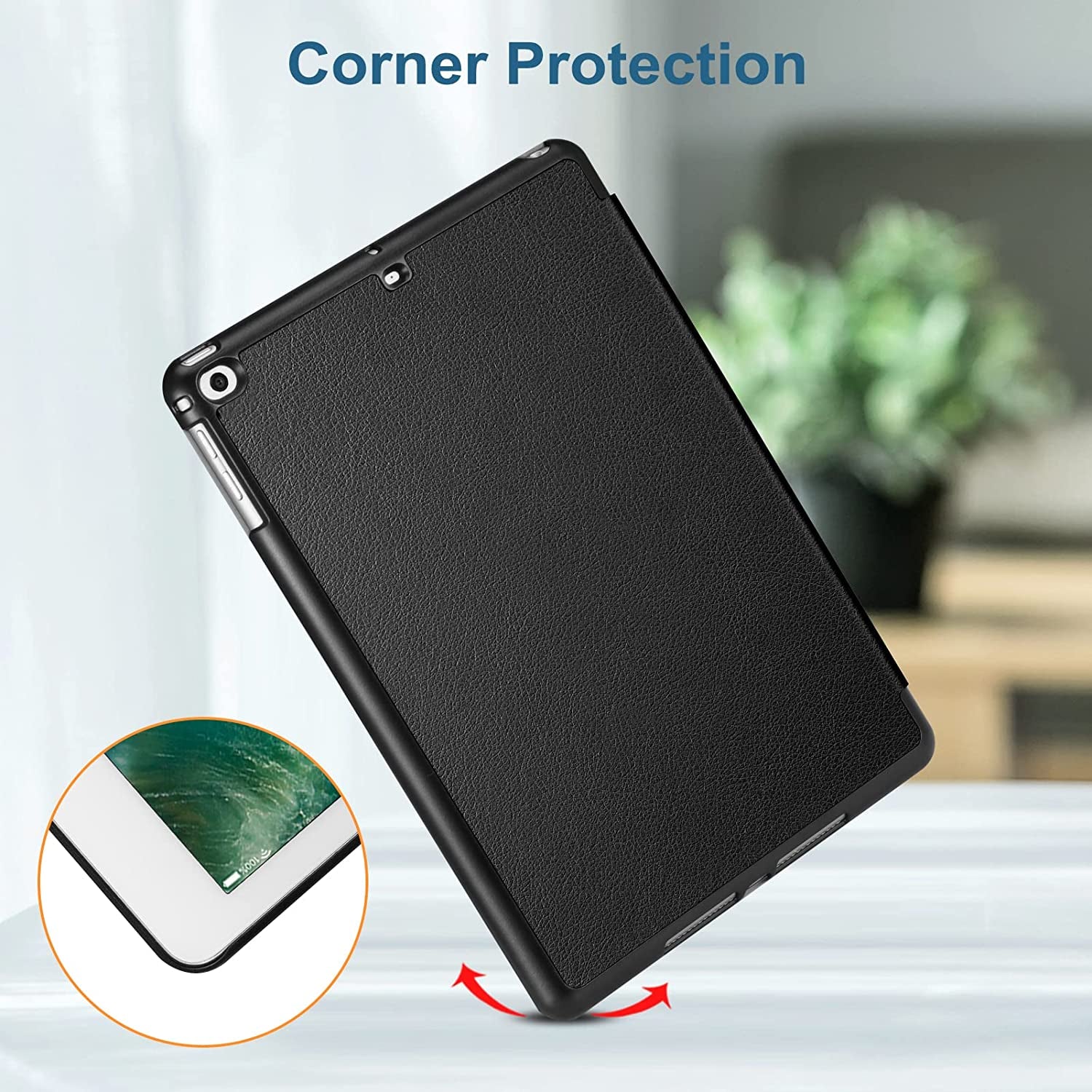 Slim Case for Ipad 6Th /5Th Generation 9.7", Ipad Air 2 & Air 1 | Lightweight Smart Protective Stand Cover, Shockproof Protection, Viewing & Typing Angles, Auto Wake/Sleep, Black