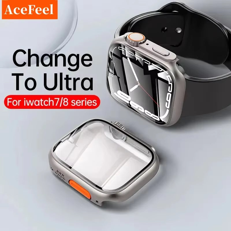 Glass+Case for Apple Watch 44Mm 45Mm 41Mm 40Mm 42Mm 38Mm Screen Protector Cover Change Ultra Bumper Iwatch Series 9 8 7 SE 6 5