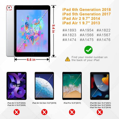 Slim Case for Ipad 6Th /5Th Generation 9.7", Ipad Air 2 & Air 1 | Lightweight Smart Protective Stand Cover, Shockproof Protection, Viewing & Typing Angles, Auto Wake/Sleep, Black
