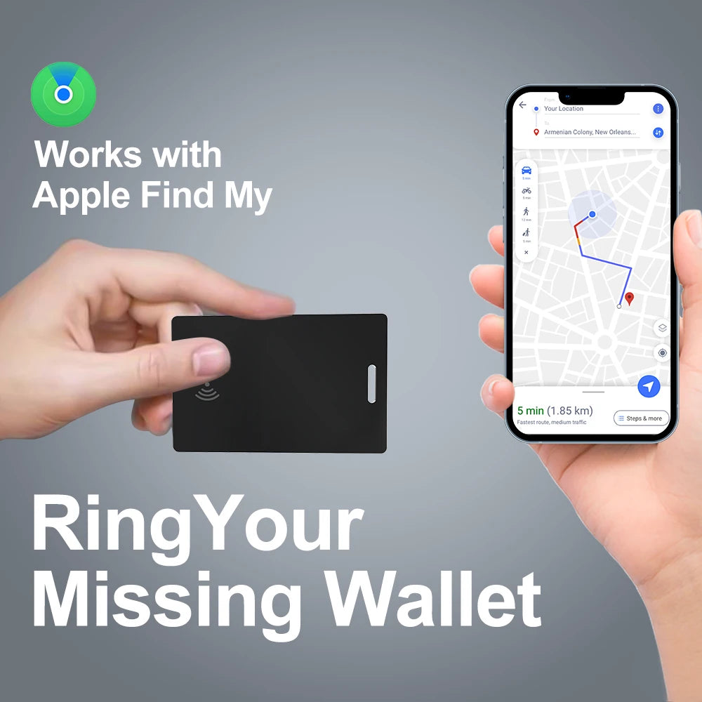 Wallet Tracking Card Ultra-Thin GPS Location Smart Anti-Loss Tag for Smart Phone Find My Bluetooth Device Wireless Charging